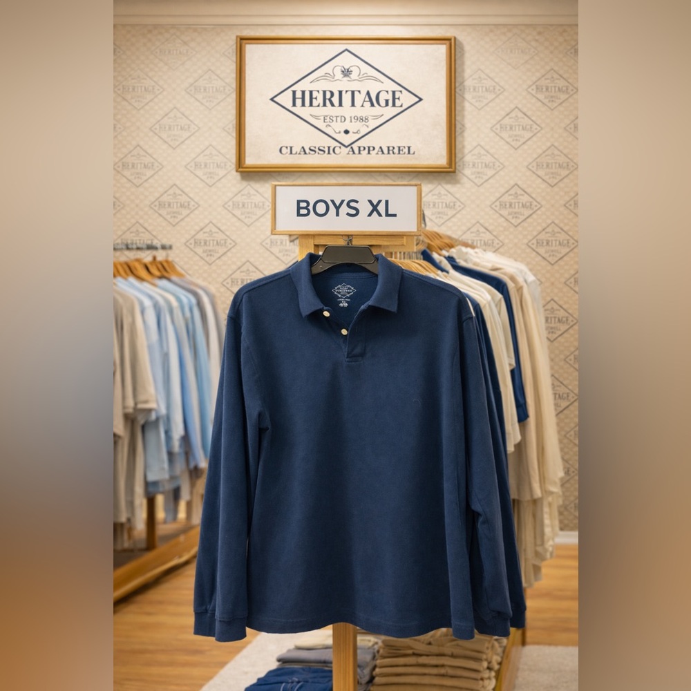 St. John's Bay Boys Long-Sleeve Polo - Navy Blue -NEW!